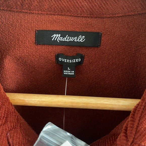 Madewell | NWT Deep Orange Red Oversized Button Down Shacket - Picture 4 of 9